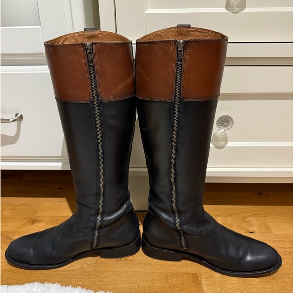 EUC Frye Melissa Leather Equestrian Women’s Tall knee high Boots Sz 11 Blk/Br - Picture 5 of 13